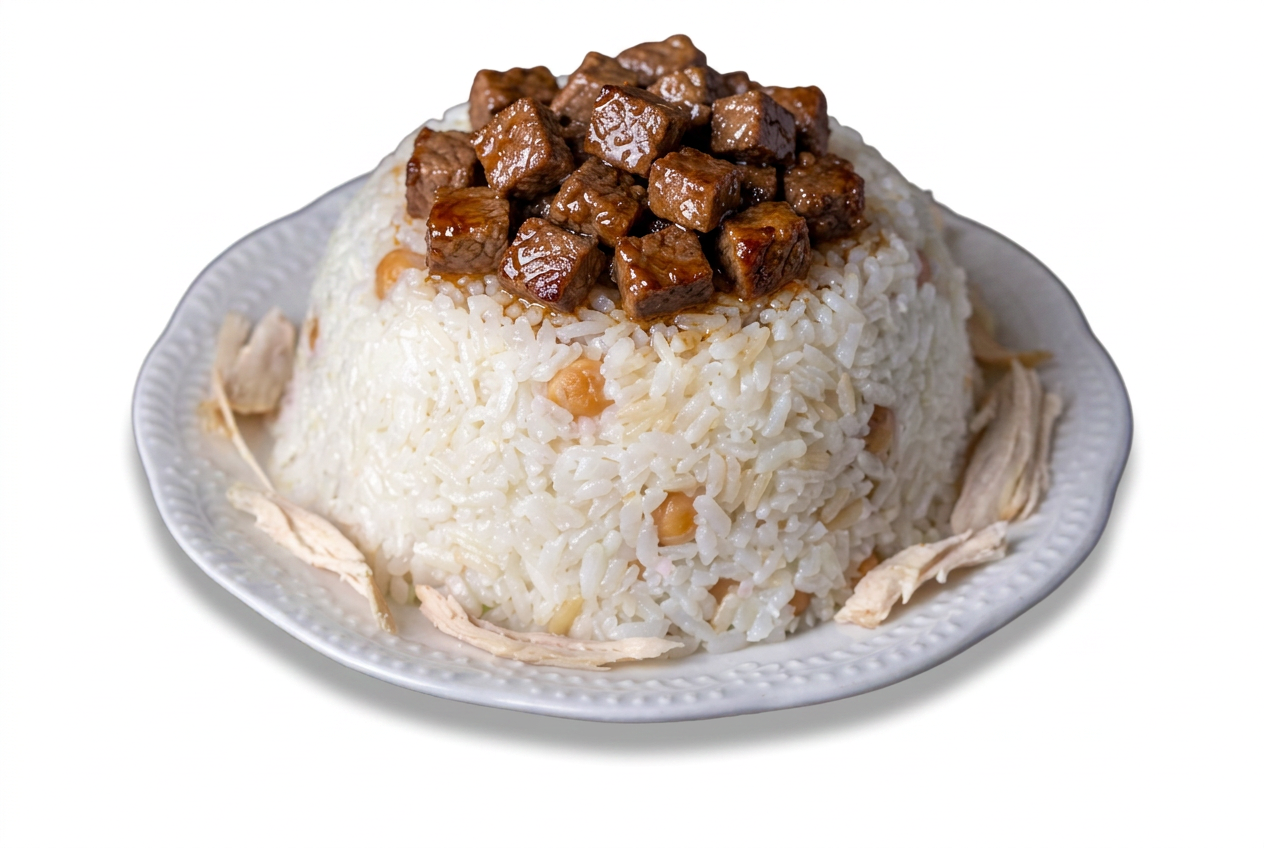 100 gr kavurma et ve pilav porsiyonu